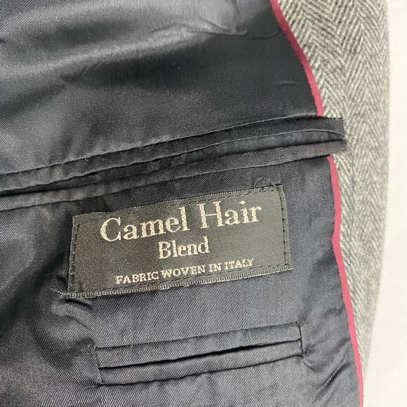 VTG Gianfranco Ruffini Italy Herringbone Sport Coat Blazer Men 44L Gray Preppy - Picture 8 of 14